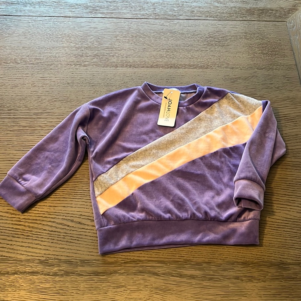 Girls velour purple sweatshirt by Joah Love. Size 4T